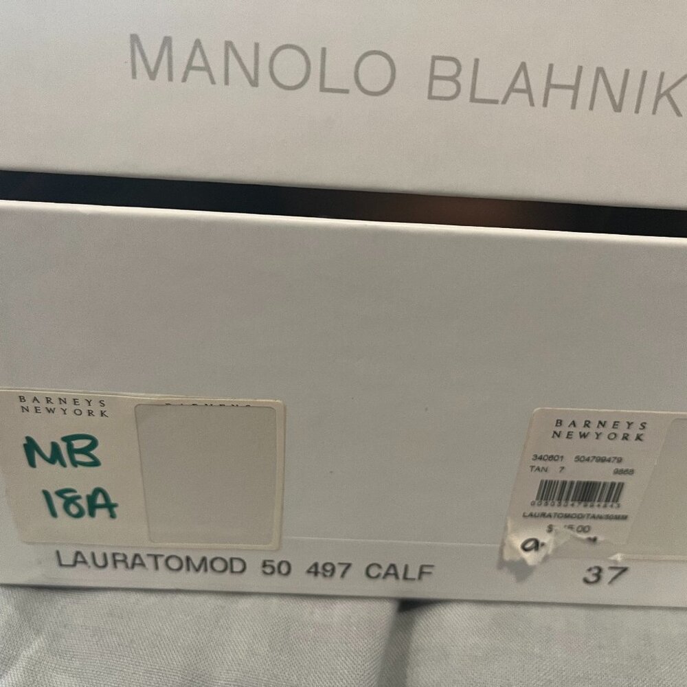 Manolo Blahnik Block Heel Nude Sandals